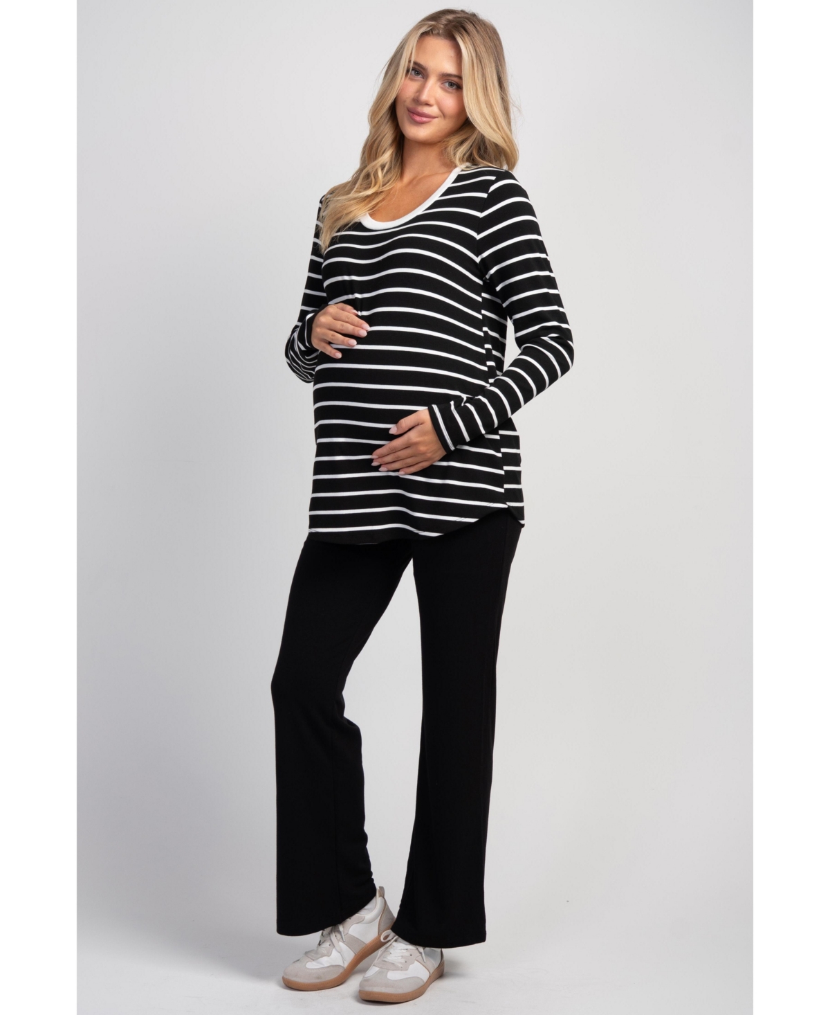Hello Miz Maternity Striped Nursing Long-Sleeve Top