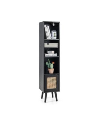 4 Tiers Rattan Storage Cabinet with Slim Design