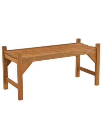40-Inch Solid Hardwood Outdoor Bench with Contoured Slatted Seat