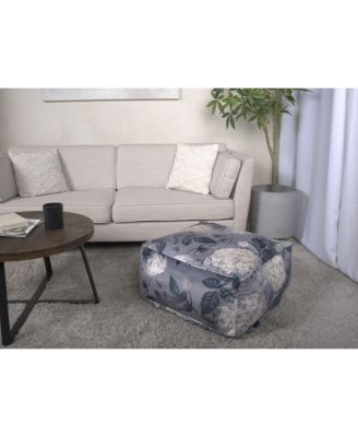 Hazel Large Square Ottoman Pouf with Floral Print, Multiuse Floor Cushion Footrest for Living Room Bedroom