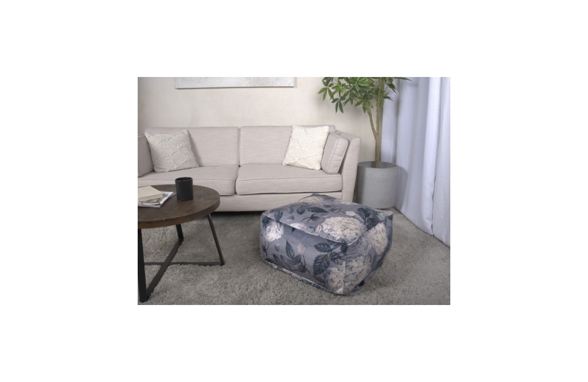 Flynama Hazel Large Square Ottoman Pouf with Floral Print, Multiuse Floor Cushion Footrest for Living Room Bedroom