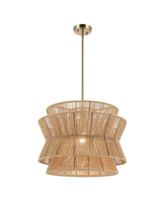 Ophira 22 Inch 1 Light Pendant with Jute Shade in Champagne Bronze