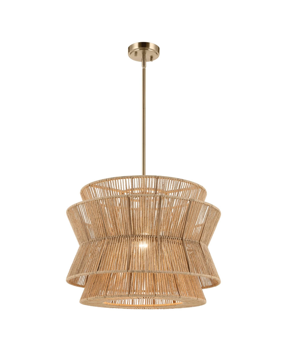 Kichler Ophira 22 Inch 1 Light Pendant with Jute Shade in Champagne Bronze