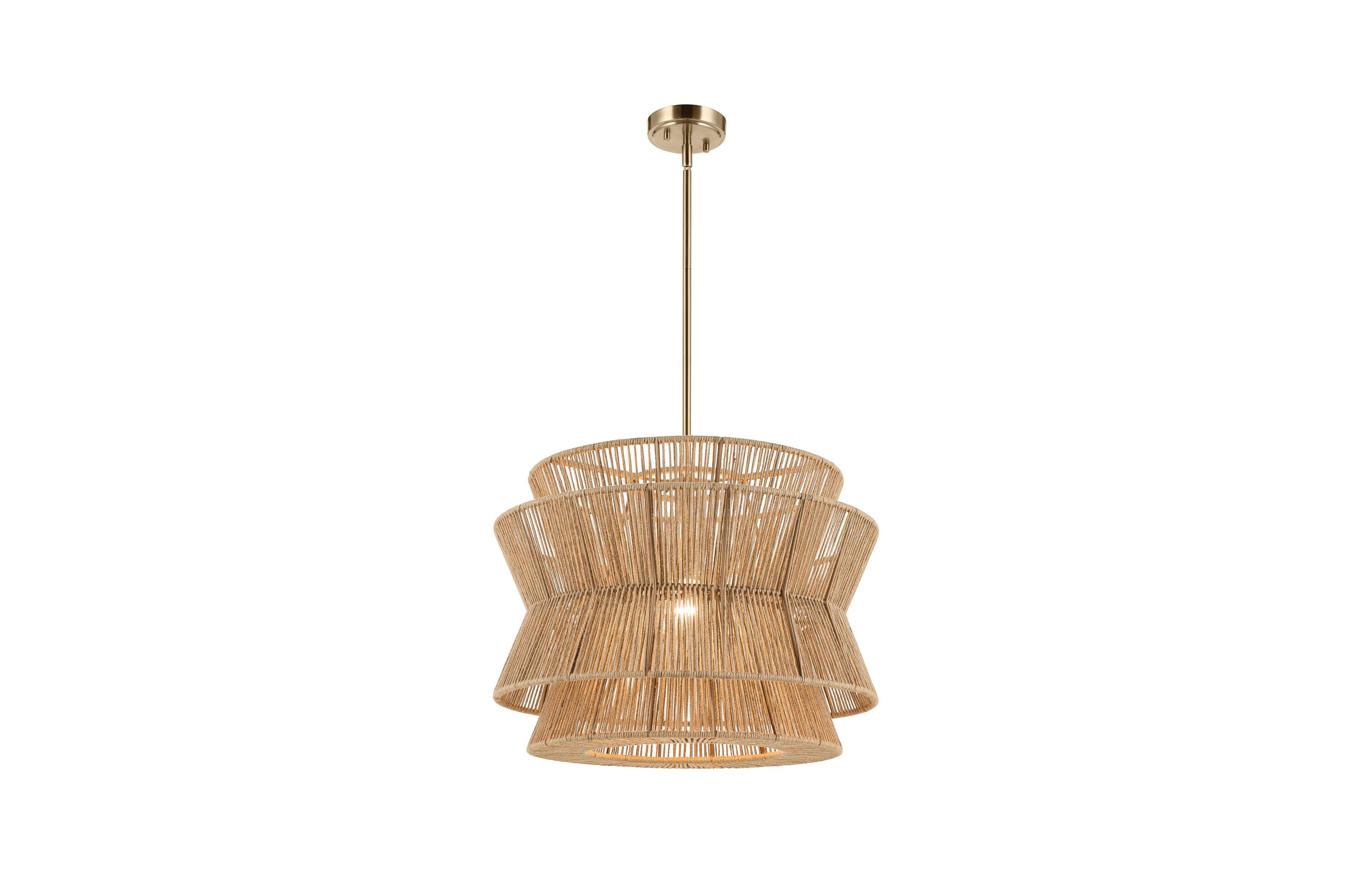 Kichler Ophira 22 Inch 1 Light Pendant with Jute Shade in Champagne Bronze