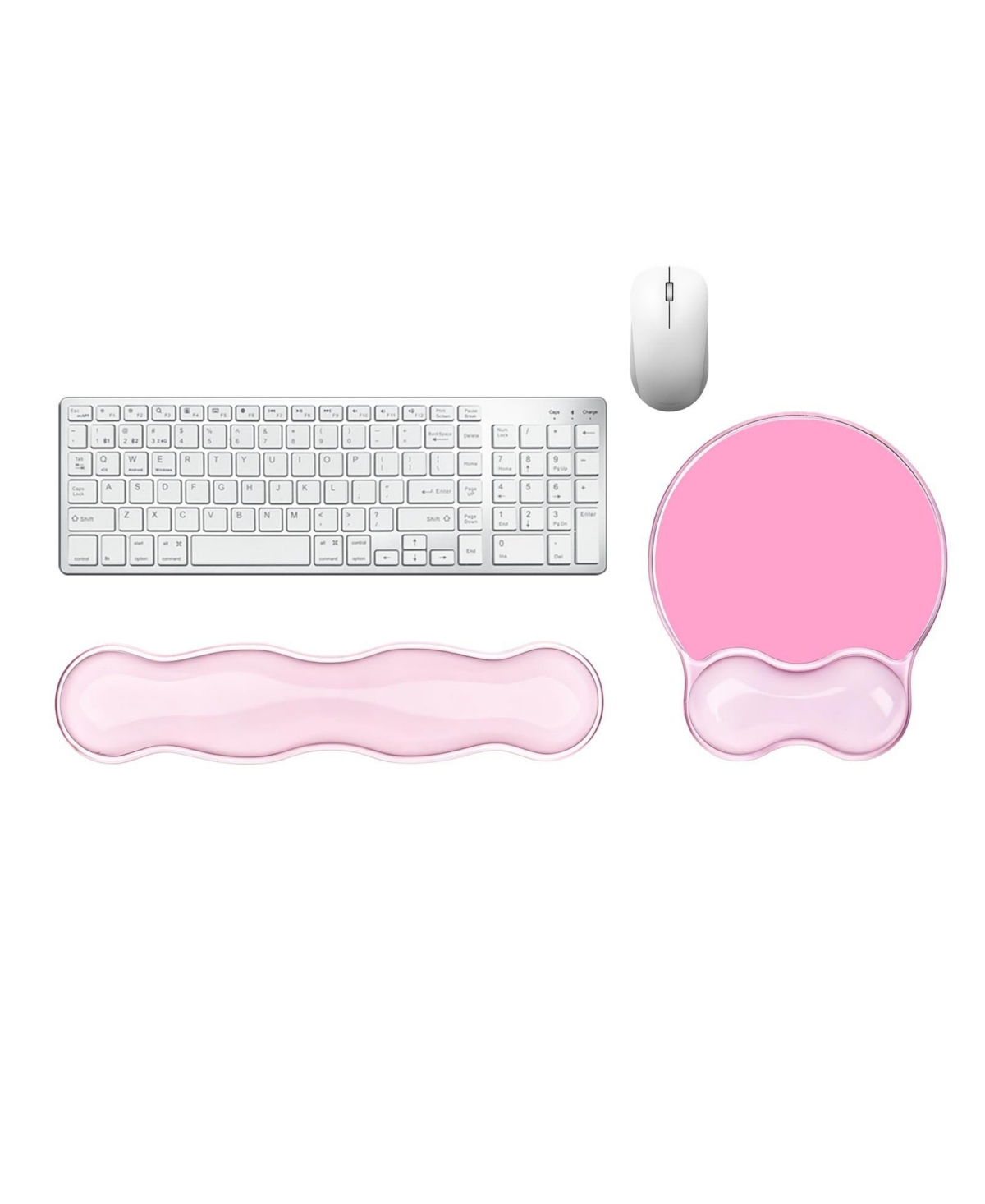 Lofree Gel Non-Slip Keyboard and Mouse Wrist Rest Set for 65%, 68%, 75% Keyboards, 2-Piece Set - Clear pink set