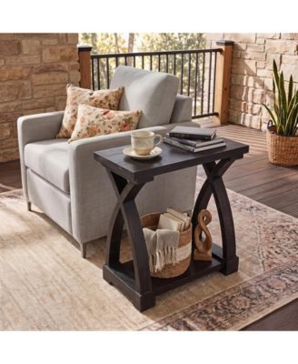 Solid Wood End Table, 2-Tier Small Side Table