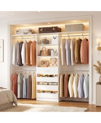 8FT Wooden Closet Organizer System with 4 Drawers and Shelves for Walk-in Wardrobe