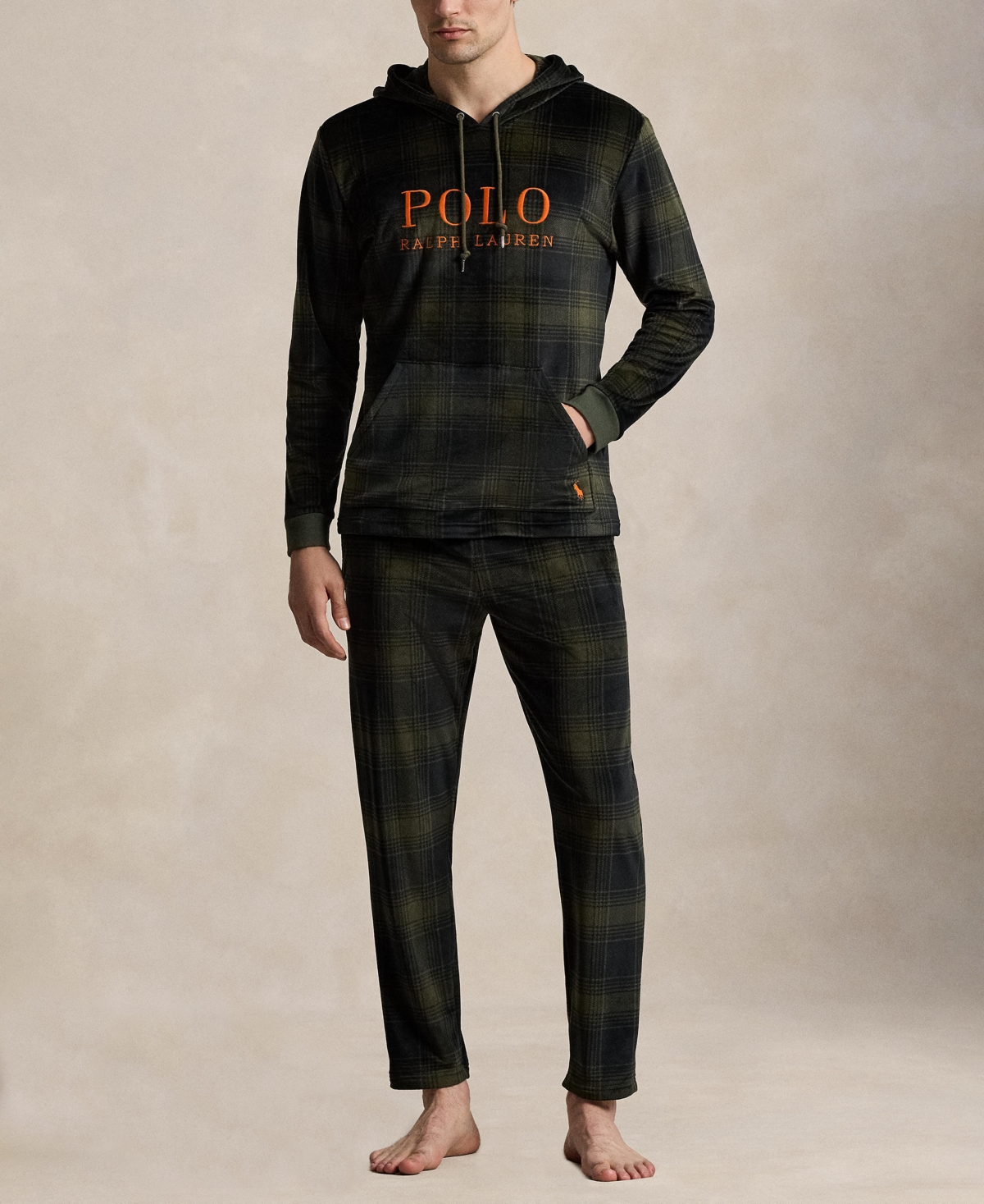 Polo Ralph Lauren Men's Velour Long-Sleeve Hooded Pajama Hoodie