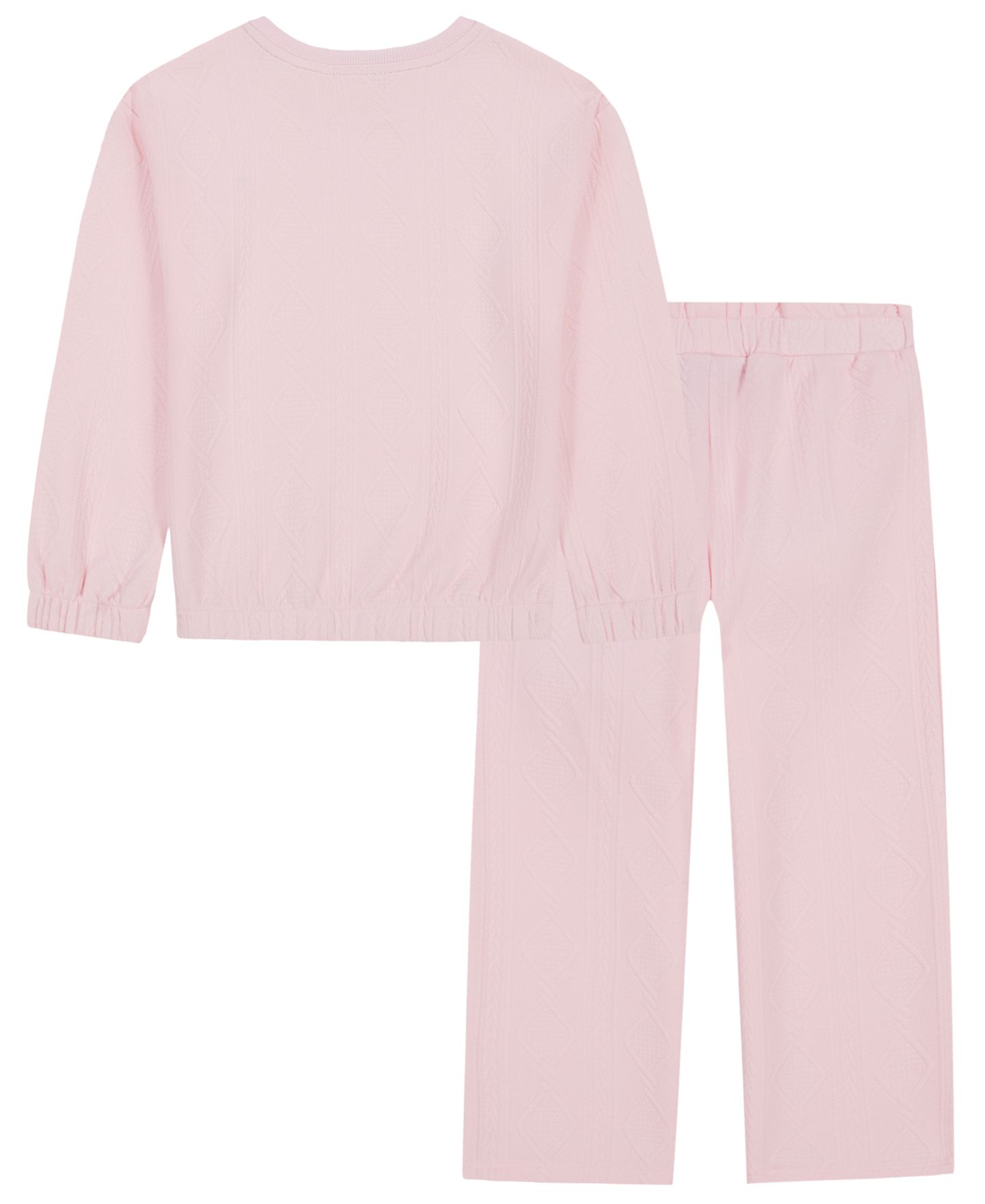 Tommy Hilfiger Toddler and Little Girls' 2T-6X Cable-Knit Long-Sleeve Crewneck Top and Wide-Leg Pants, 2-Piece Set, цвет: Розовый — фото 5