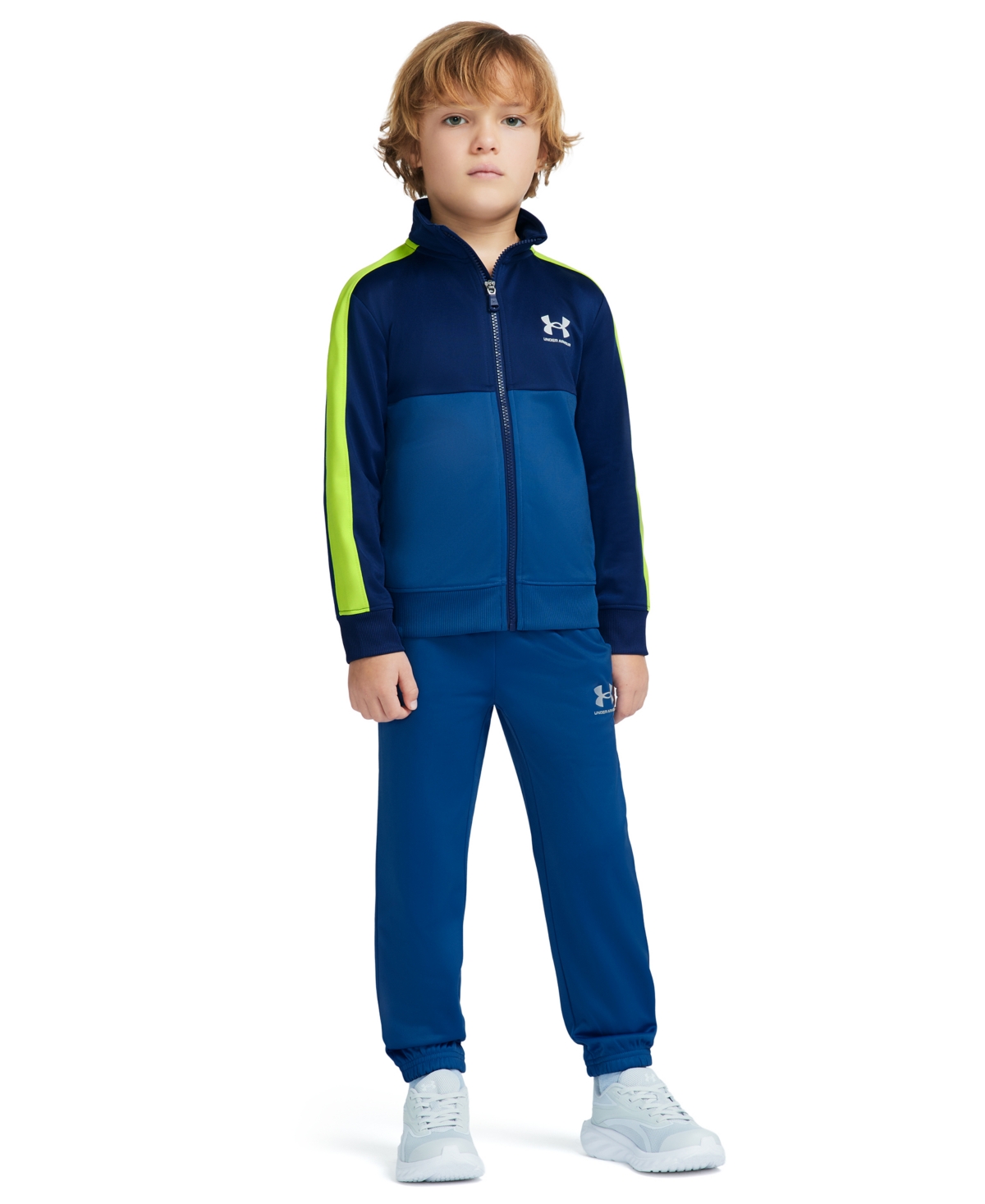 Under Armour Boys' 4-20 Rival Color-Block Zip-Up Long-Sleeve Jacket and Pants, 2-Piece Set - Black Out Navy