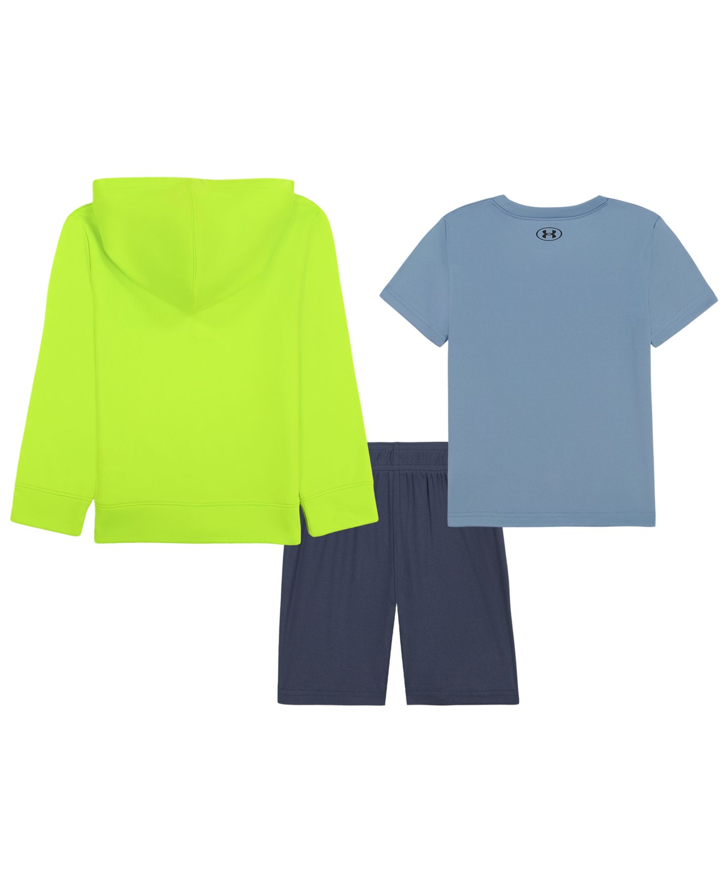Under Armour Boys' 4-7 Quarter-Zip Hooded Pique Fleece Hoodie, T-Shirt and Shorts, 3-Piece Set, цвет: Зелёный — фото 2