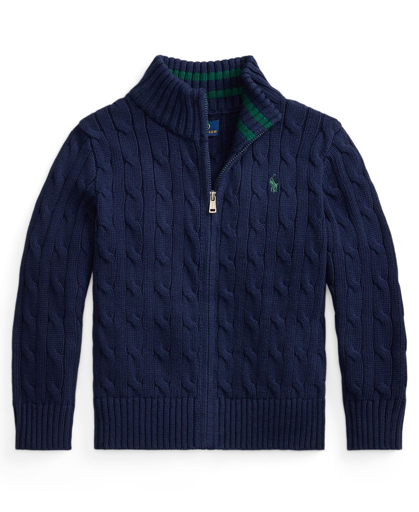 Свитер Polo Ralph Lauren Cable-Knit Cotton Full-Zip Sweater для мальчиков, цвет: Тёмно-синий — фото 1
