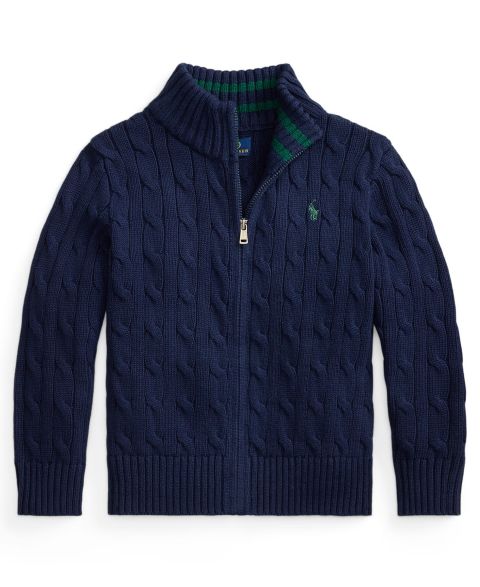 Свитер Polo Ralph Lauren Cable-Knit Cotton Full-Zip Sweater для мальчиков, цвет: Тёмно-синий