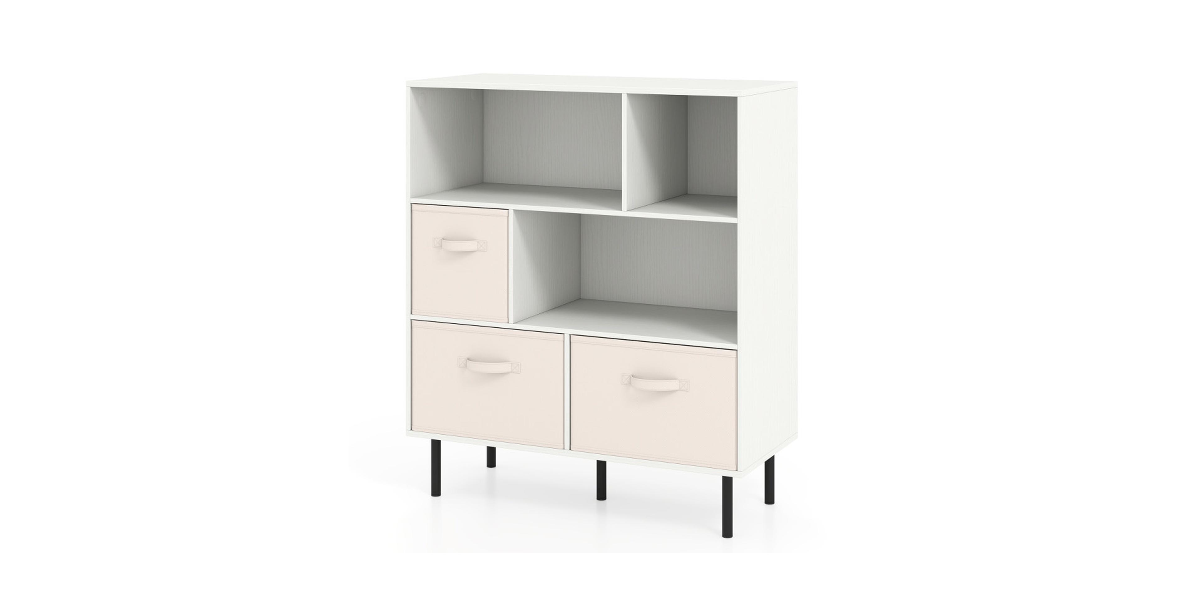 Gouun 6-Cube Bookshelf with 3 Removable Folding Fabric Drawers and Metal Legs