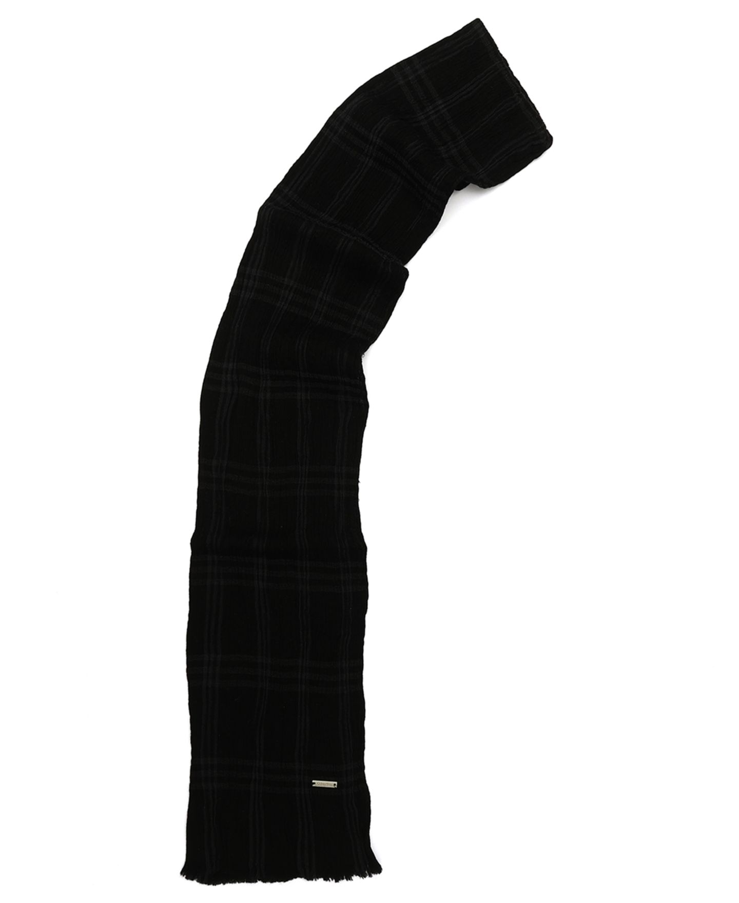 Мужской шарф Calvin Klein Plaid Fringed Wool-Viscose Blend, цвет: Чёрный — фото 3