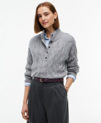 Women's Cable-Knit Mock Neck Sweater