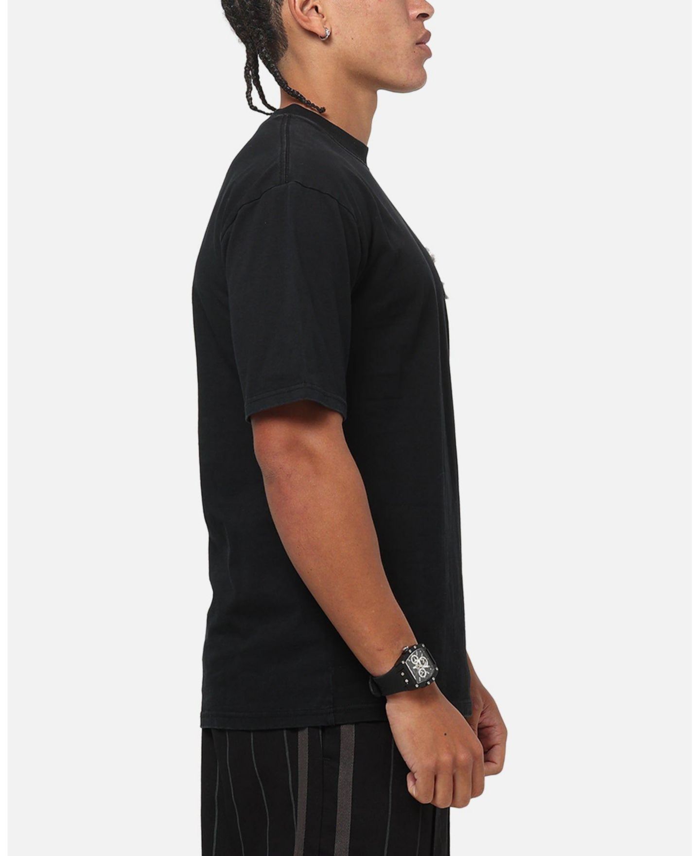 Мужская футболка CARRE Los Angeles City Series Oversized-Fit Contrast Gothic Chest Logo Print, цвет: Чёрный — фото 4