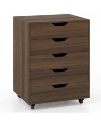 5-Drawer Mobile Lateral File Cabinet with 360-Degree Locking Casters
