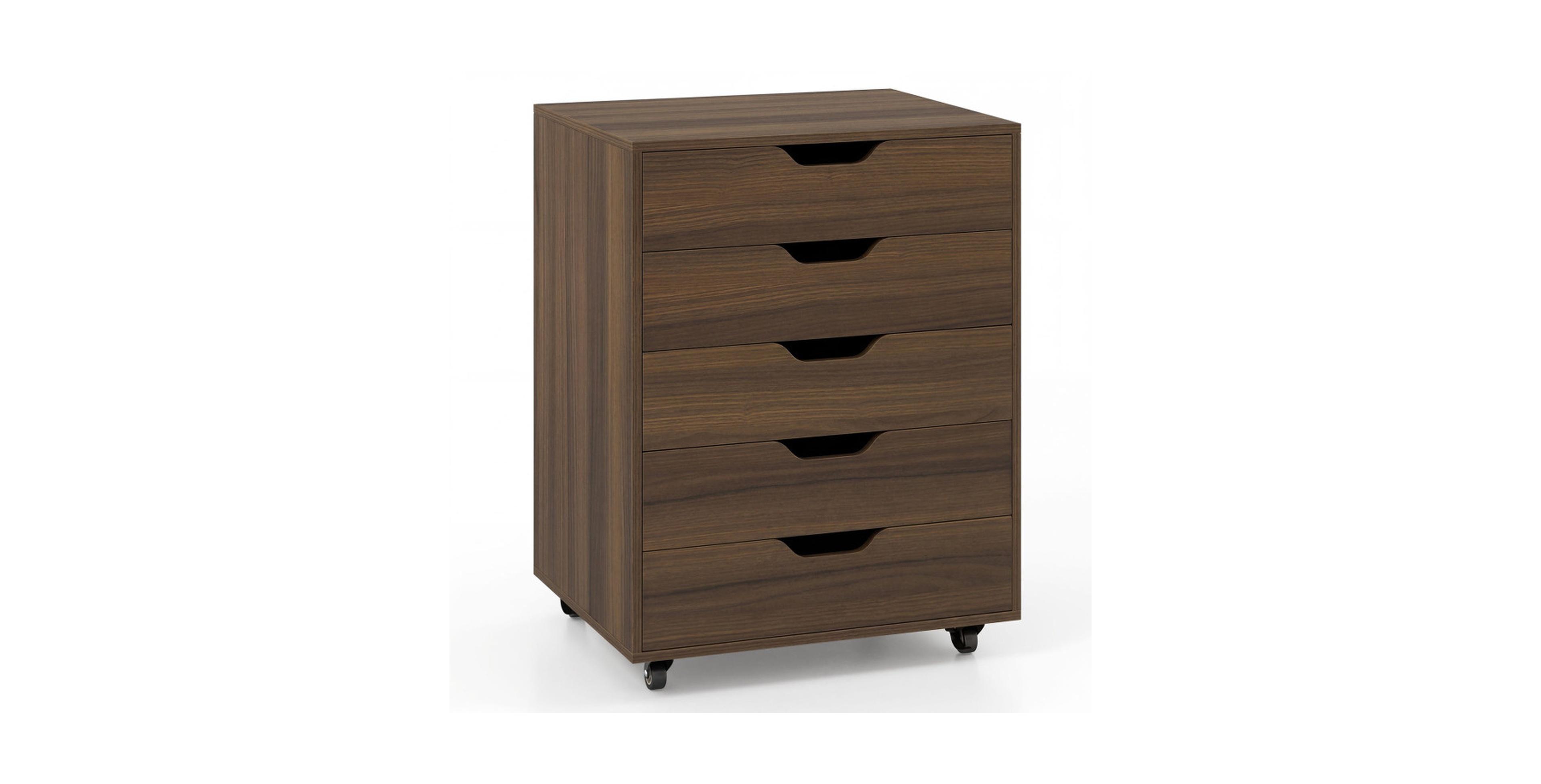 Gouun 5-Drawer Mobile Lateral File Cabinet with 360-Degree Locking Casters