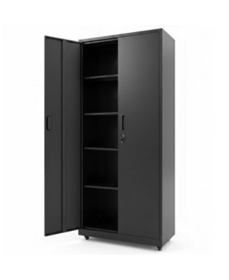 73-Inch Lockable Rolling Steel Storage Cabinet with Adjustable Shelves