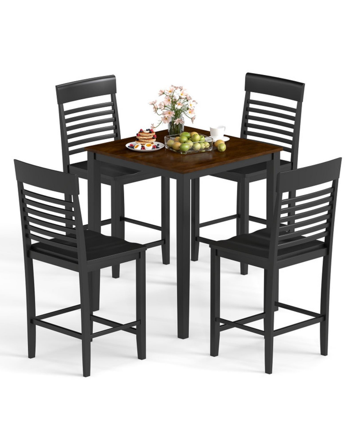 Gouun 5-Piece Counter-Height Dining Table Set with Built-in Footrests