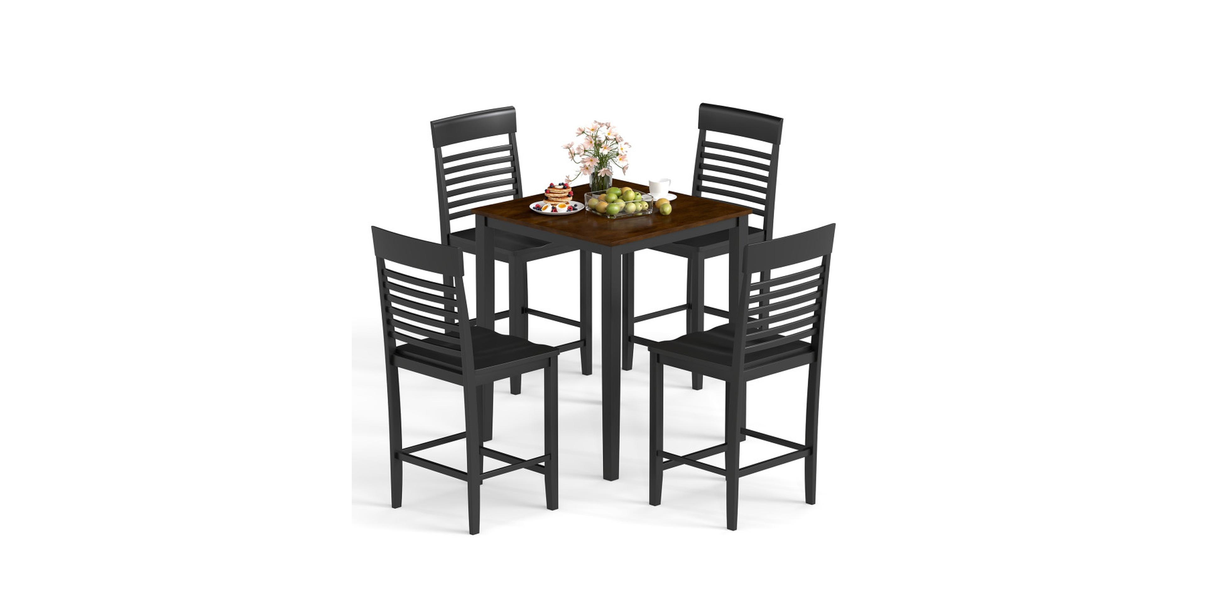 Gouun 5-Piece Counter-Height Dining Table Set with Built-in Footrests
