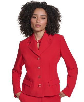 Petite Cropped Long-Sleeve Woven Blazer