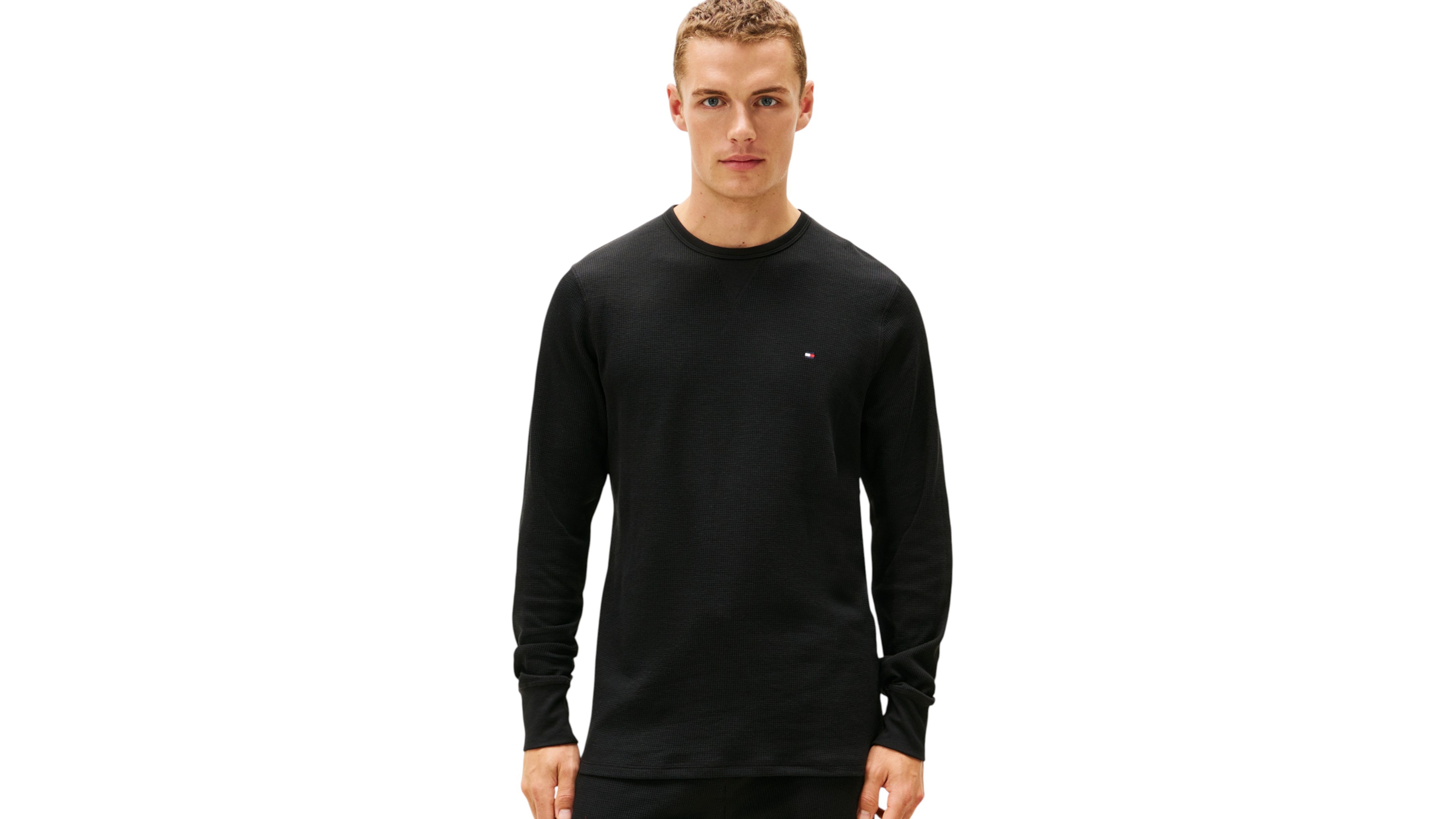 Tommy Hilfiger Men's Core Flag Long-Sleeve Crew Neck 100% Cotton Pajama Top