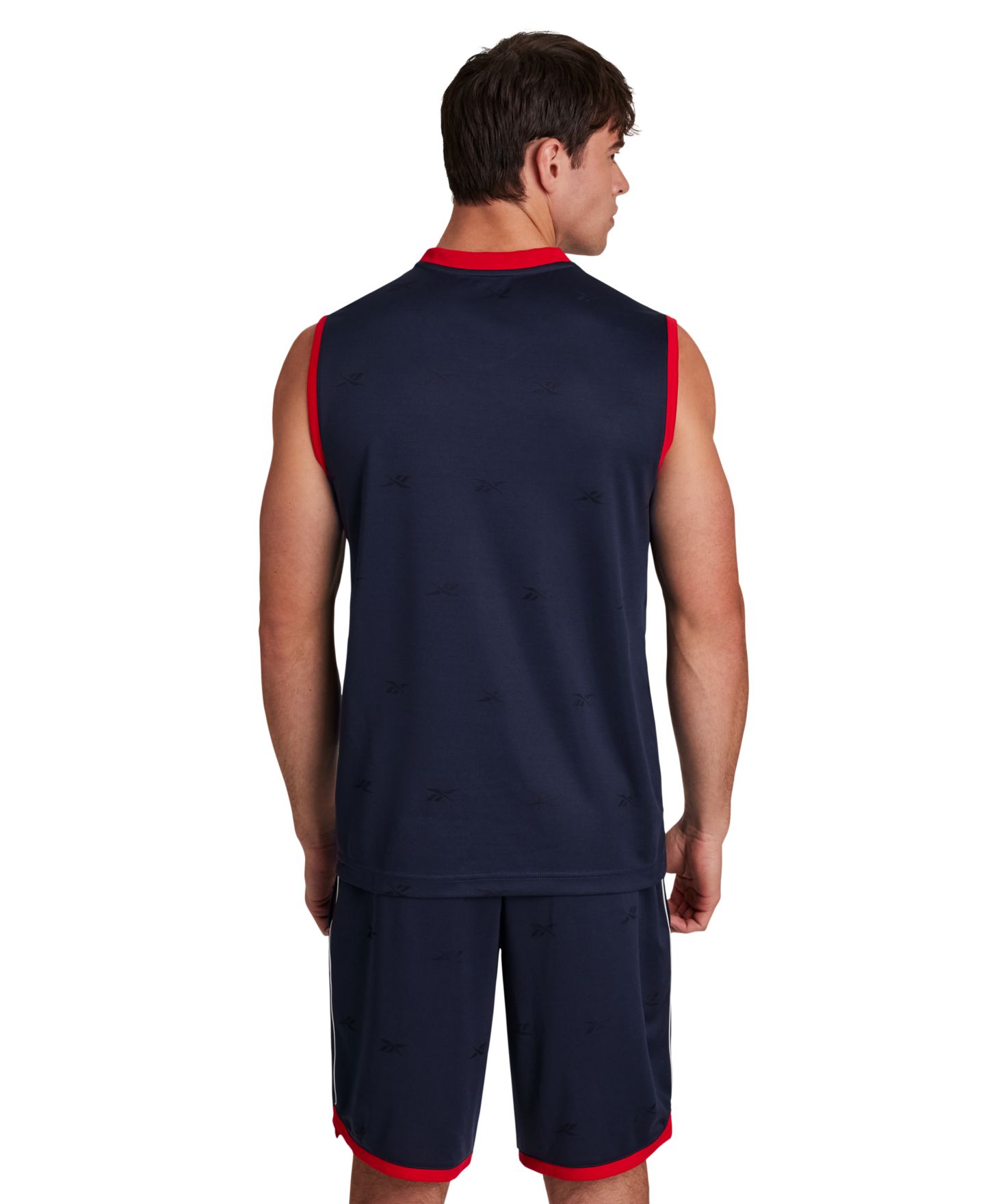 Мужской топ Reebok United V-Neck Logo Jersey, цвет: Тёмно-синий — фото 6