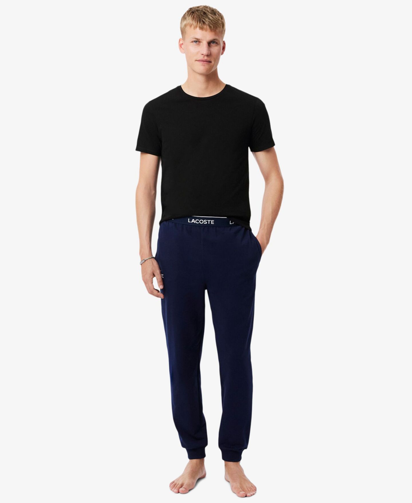 Мужские топы Lacoste Regular-Fit Crewneck Undershirts, 3-Pack, цвет: Чёрный — фото 2