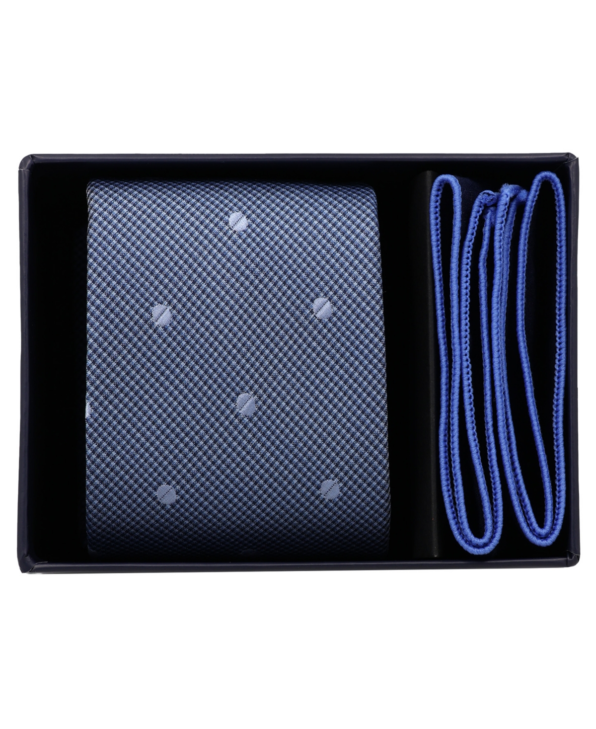 Ben Sherman Men's Polka-Dot Polished Prep Tie and Pocket Square, 2-Piece Set - Navy Blue