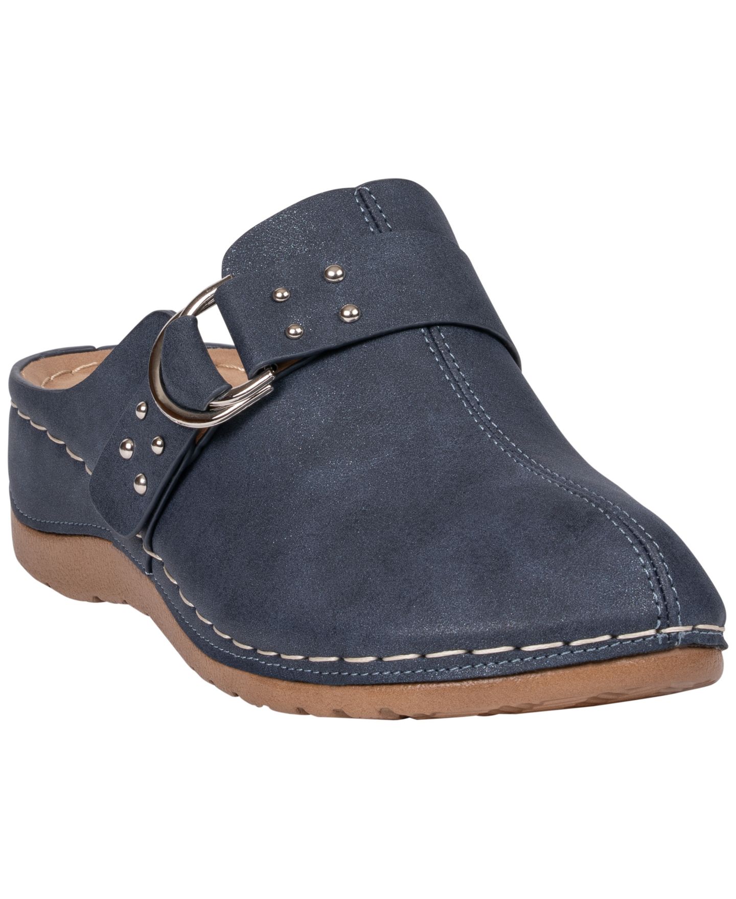 Женские сабо GC Shoes Bliss Round Toe Slip On Mules, цвет: Тёмно-синий — фото 1