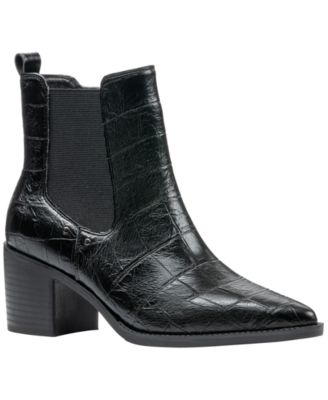 Women's Kodiak Croc-Embossed Pointed Toe Chelsea Booties