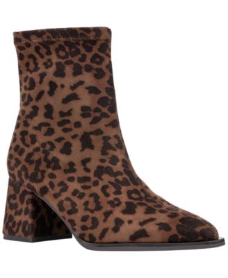 Women's Rolette Block-Heel Square-Toe Faux Suede Booties
