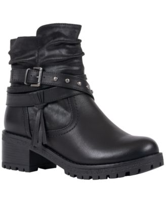 Women's Pauline Faux Leather Studded Block-Heel Ankle Bootie