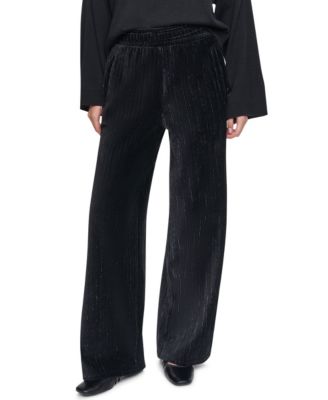 Women's Wide-Leg Velvet Pull-On Pants