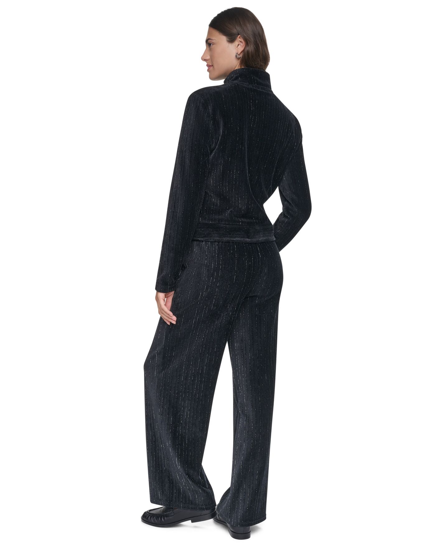 Женская куртка DKNY Long-Sleeve Lurex Velvet, цвет: Чёрный — фото 6