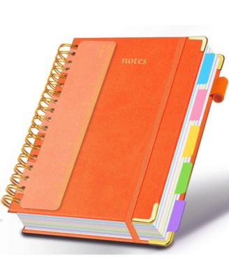 Hardcover Spiral Notebook 5 Subject College Ruled With Dividers Pen Loop