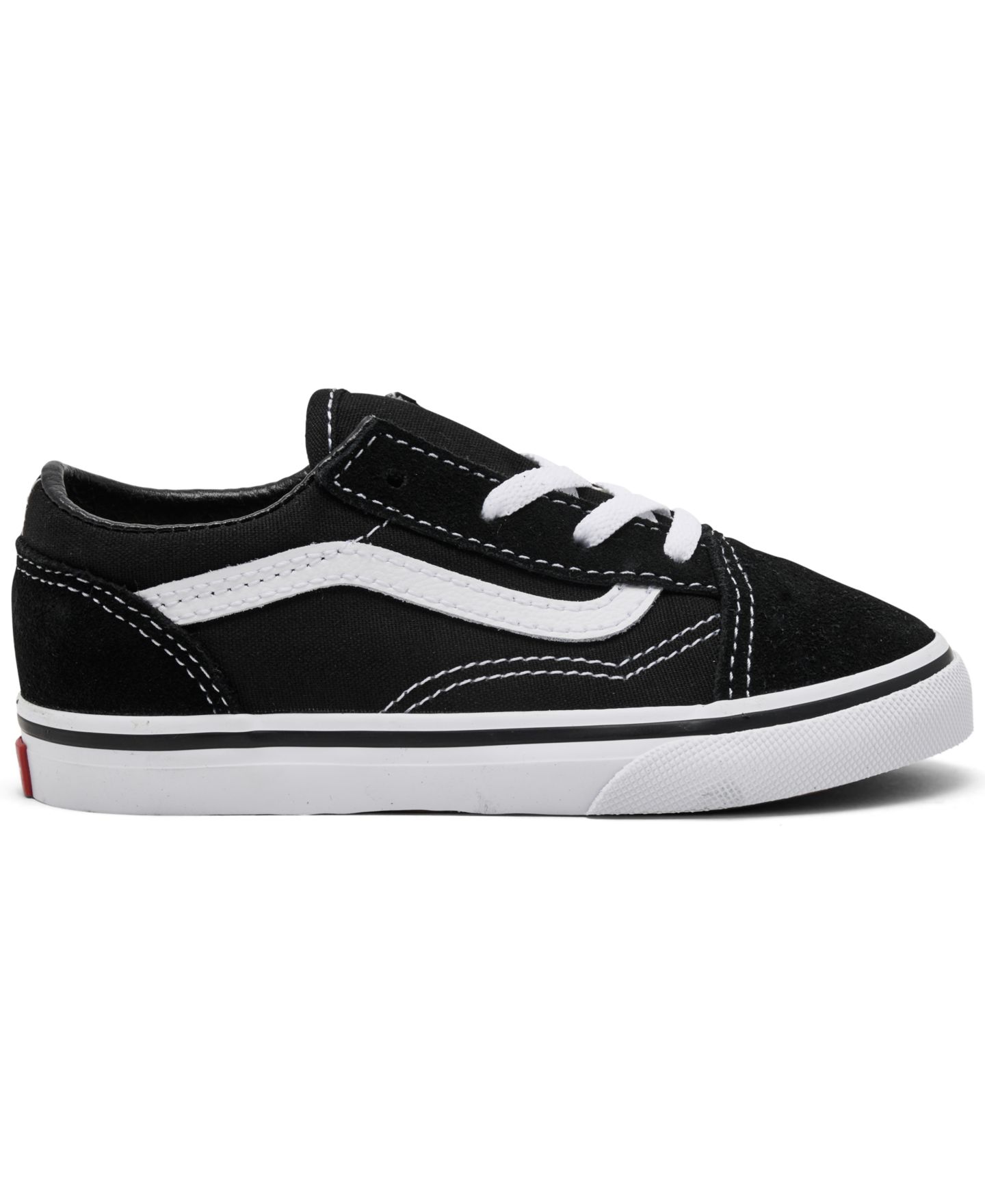 Детские низкие кеды Vans Old Skool из замши и канваса для малышей, цвет: Чёрный / Белый — фото 2