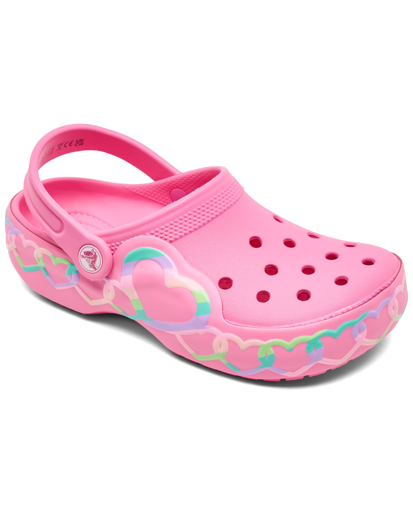 Сабо Crocs Heart Lights Light-Up Clogs from Finish Line для девочек, цвет: Розовый — фото 1