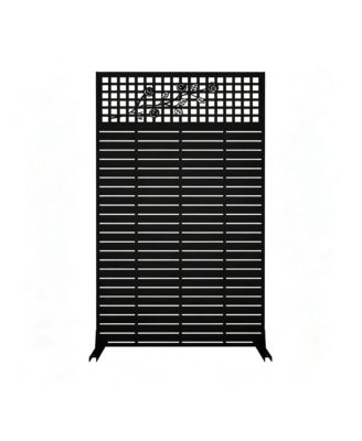 Metal Privacy Screen 72 Inch x 43.3 Inch Freestanding Indoor Outdoor Divider with Rose Pattern