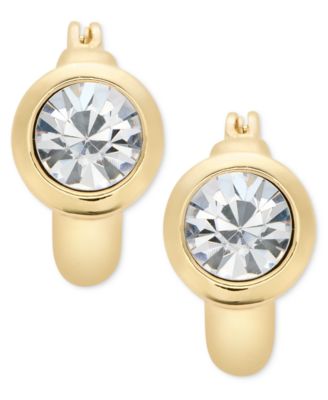 Women's Crystal Gold-Tone 15MM Stone Hoop Earrings
