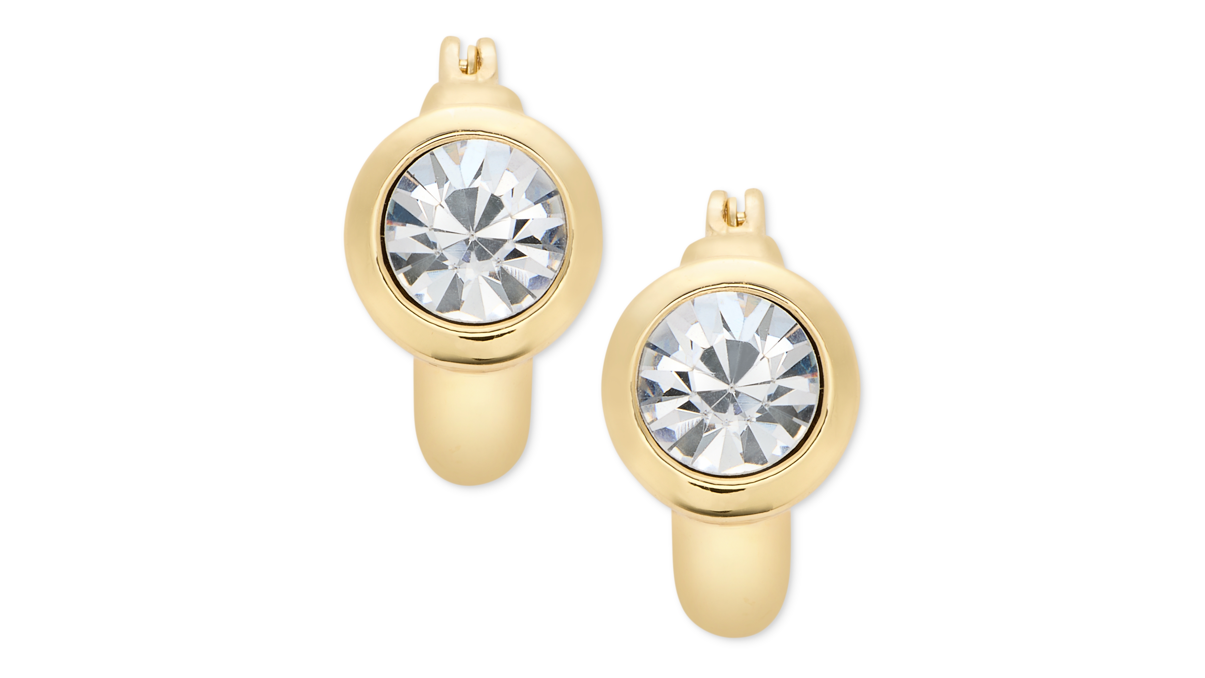 Karl Lagerfeld Paris Women's Crystal Gold-Tone 15MM Stone Hoop Earrings