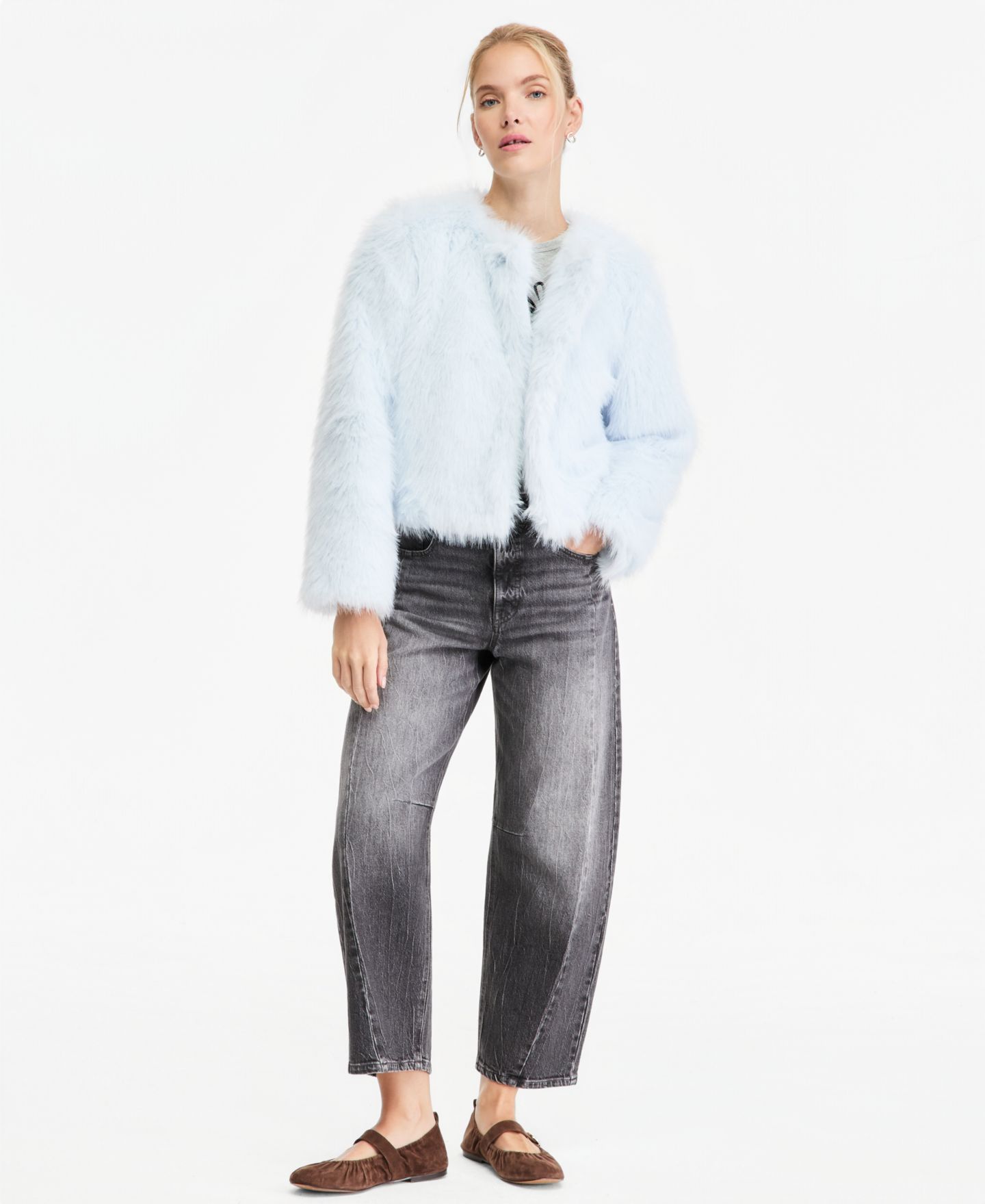 Женская куртка On 34th Cropped Faux Fur Completer, цвет: Бриллиантовый синий — фото 1