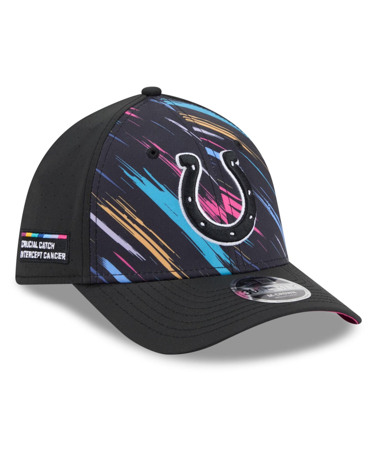 Мужской головной убор New Era Black Indianapolis Colts 2026 NFL Cruical Catch 39THIRTY M-Crown Stretch Hat — фото 1