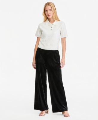 Women's Pull On Wide-Leg Velvet Pants