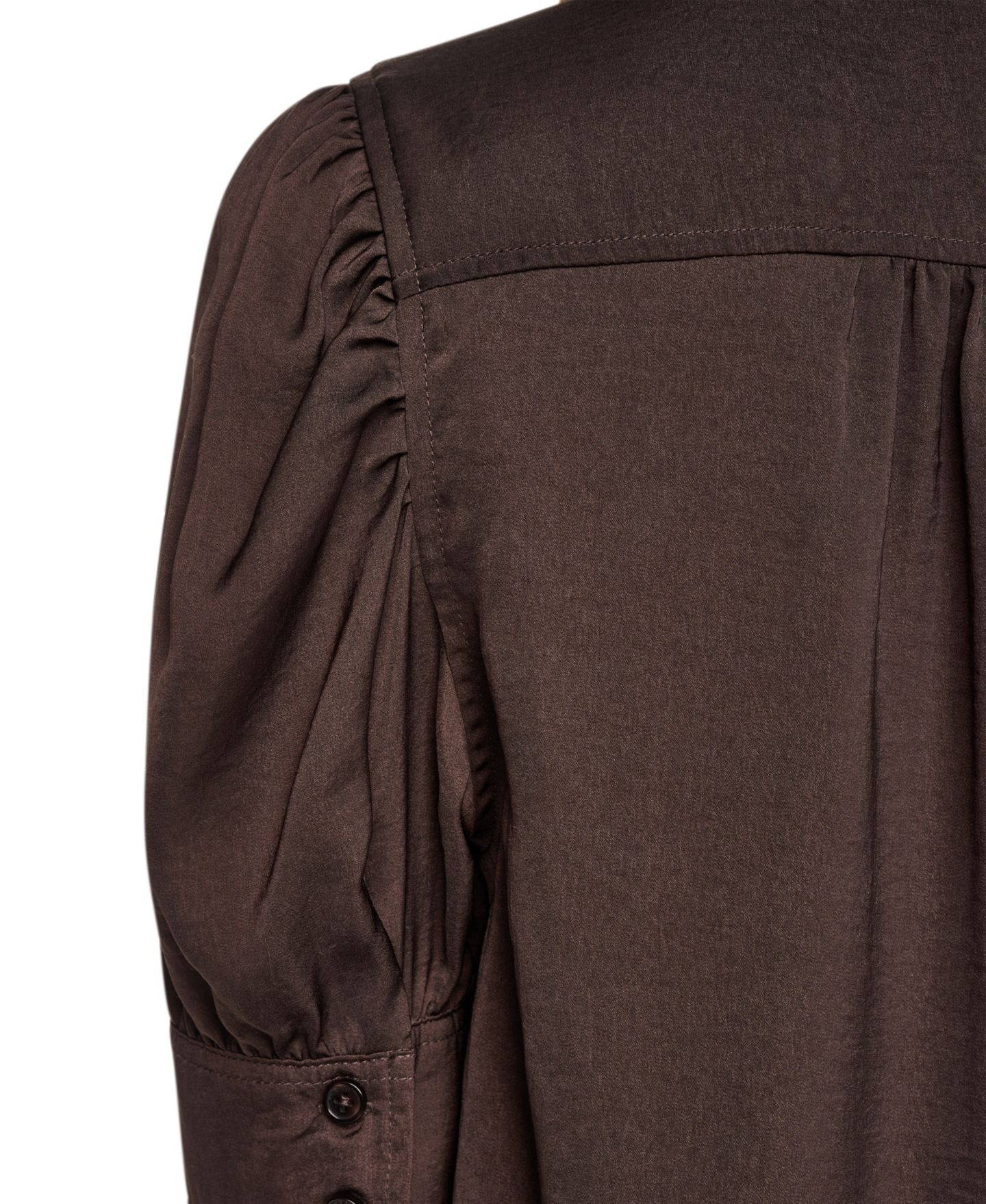 Женская рубашка DKNY Jeans Petite Satin Puff-Sleeve Button-Front, цвет: Тёмно-коричневый — фото 4