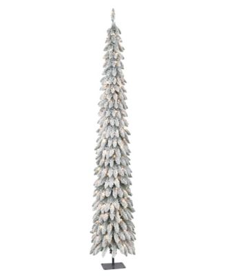 7' Pre-Lit Flocked Alpine Pencil Christmas Tree