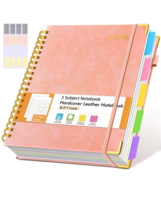 5 Subject Spiral Notebook College Ruled Removable Dividers Thick Paper Hardcover