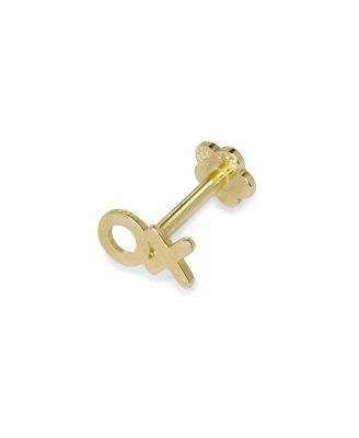 Solid 14k Yellow Gold 18G 6mm XO Symbol Labret Cartilage Stud